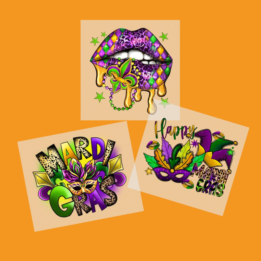 Mardi Gras Gold, Green and Purple Iron On Transfers - Throw Me Something  Sublimation and DTF Iron on Transfers – Pip Supply