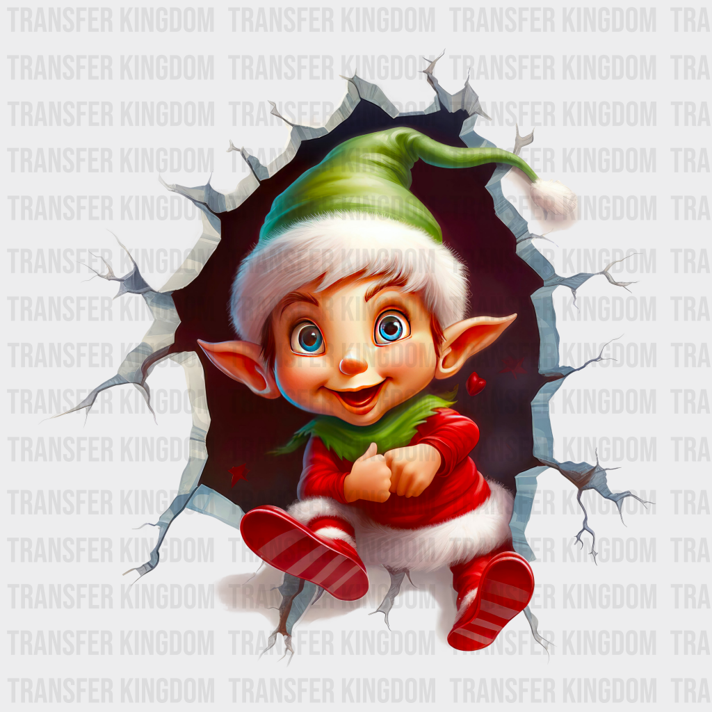 3D Santa Elf Christmas Design - Dtf Heat Transfer