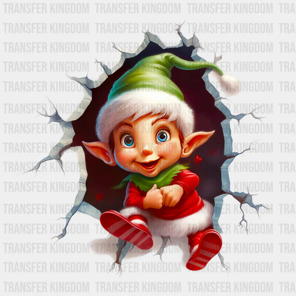 3D Santa Elf Christmas Design - Dtf Heat Transfer