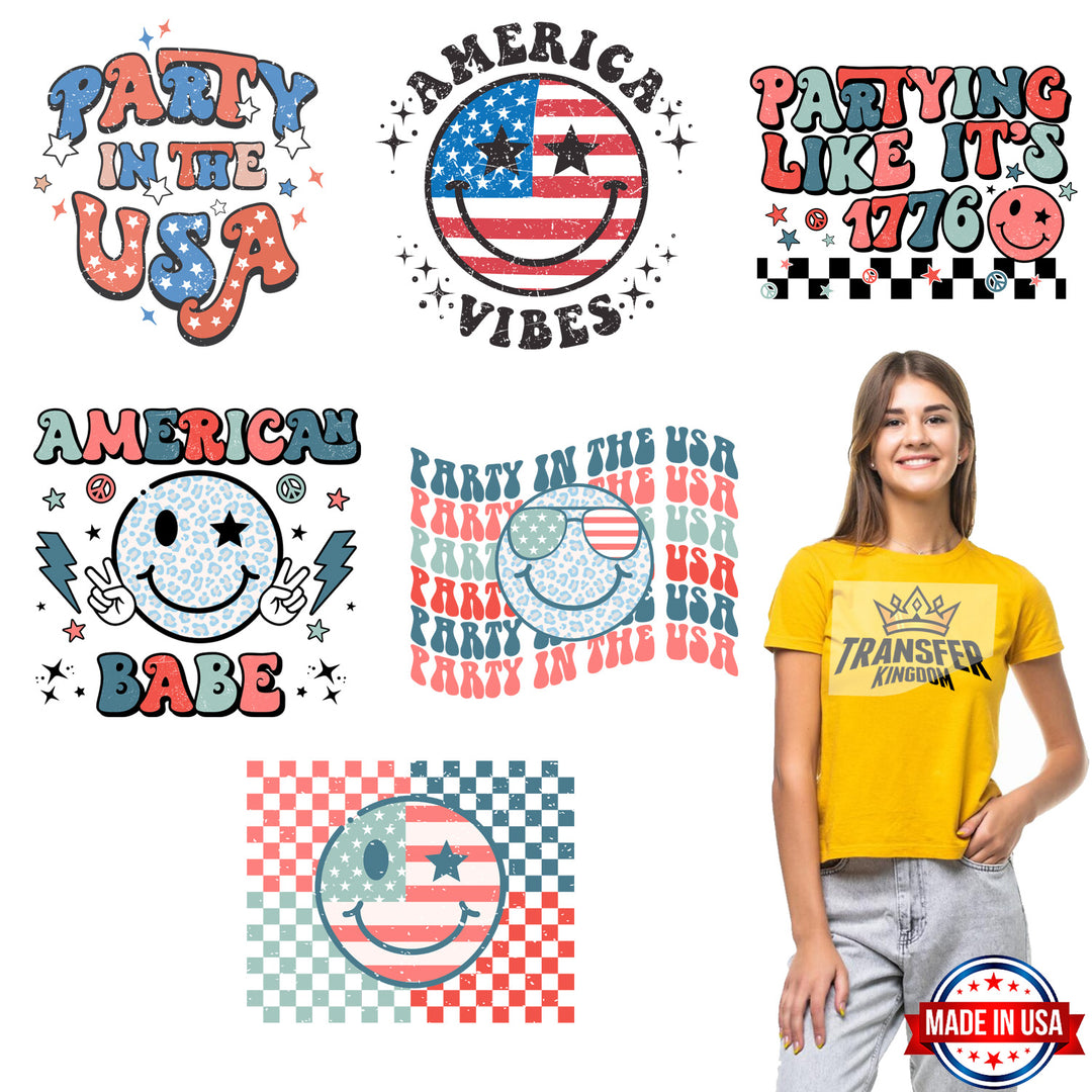 4th Of July -Premade Gang sheet - 6 PCS 10 INCH - Transfer Kingdom