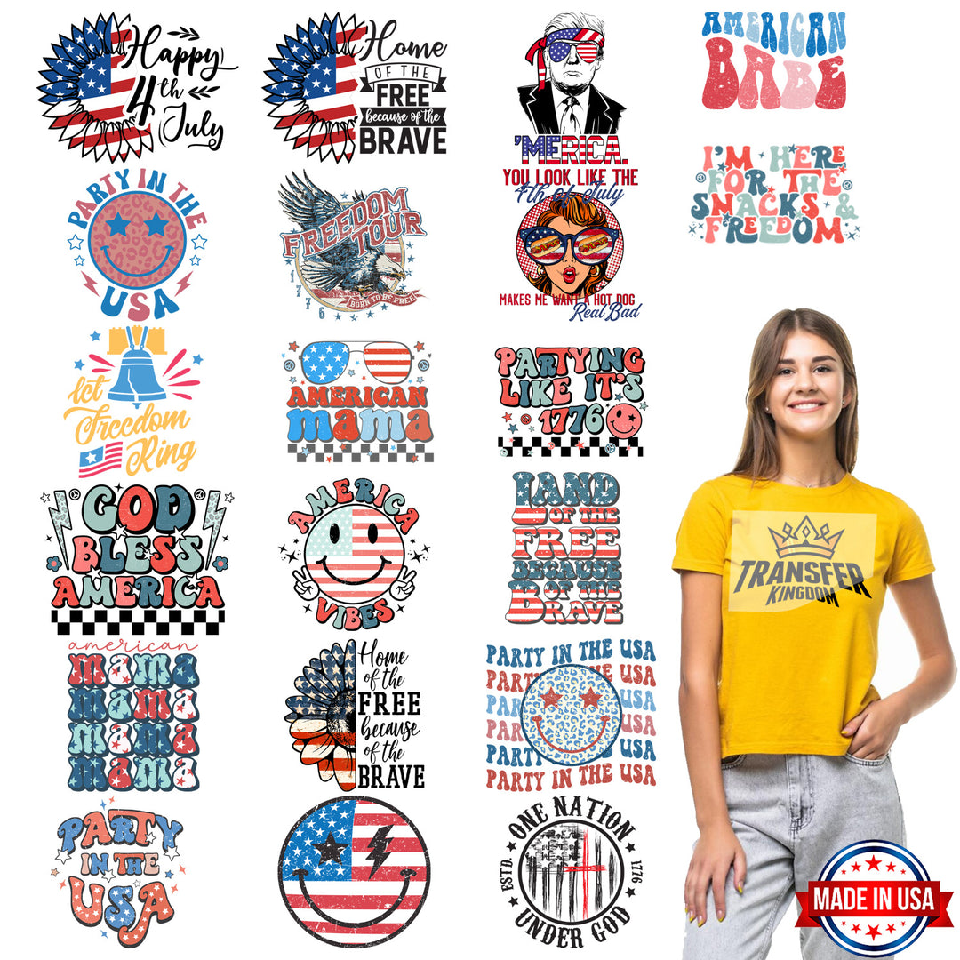 4th Of July - Premade Gang sheet - 20 PCS 10 INCH - Transfer Kingdom