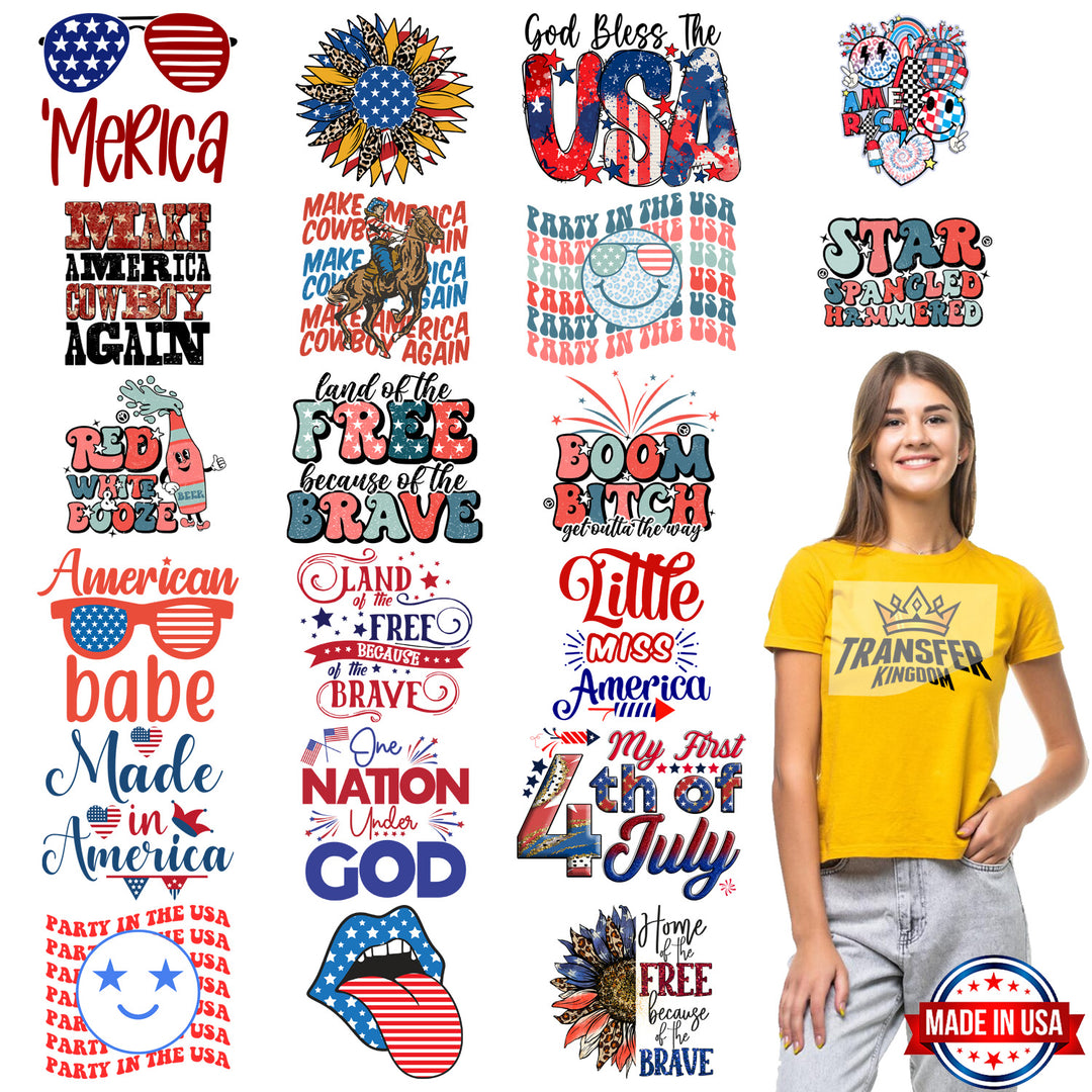 4th Of July - Premade Gang sheet - 20 PCS 10 INCH - Transfer Kingdom