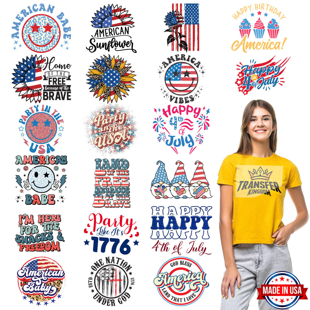 4th Of July - Premade Gang sheet - 20 PCS 10 INCH - Transfer Kingdom