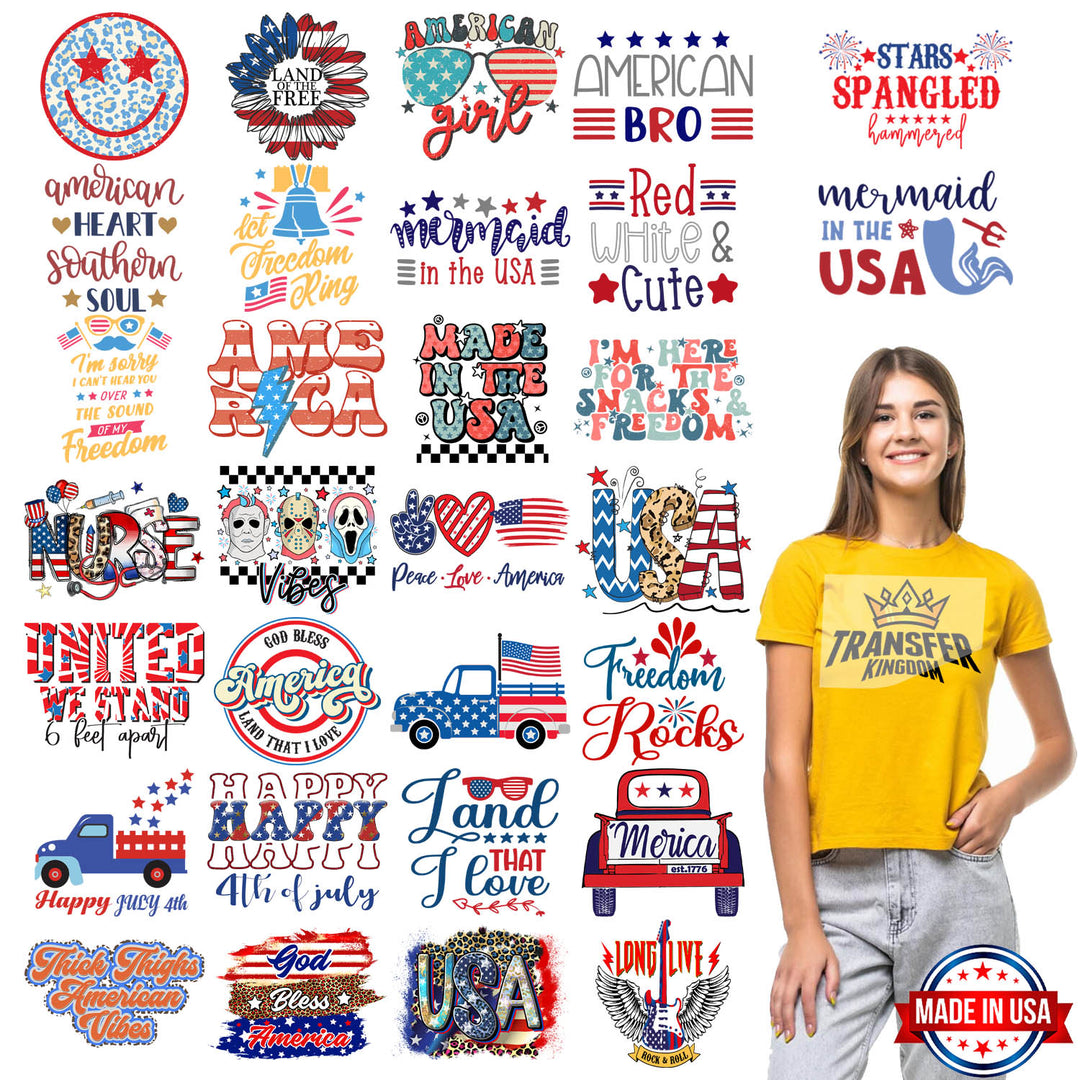 4th Of July Premade Gang sheet - 30 PCS 10 INCH - Transfer Kingdom