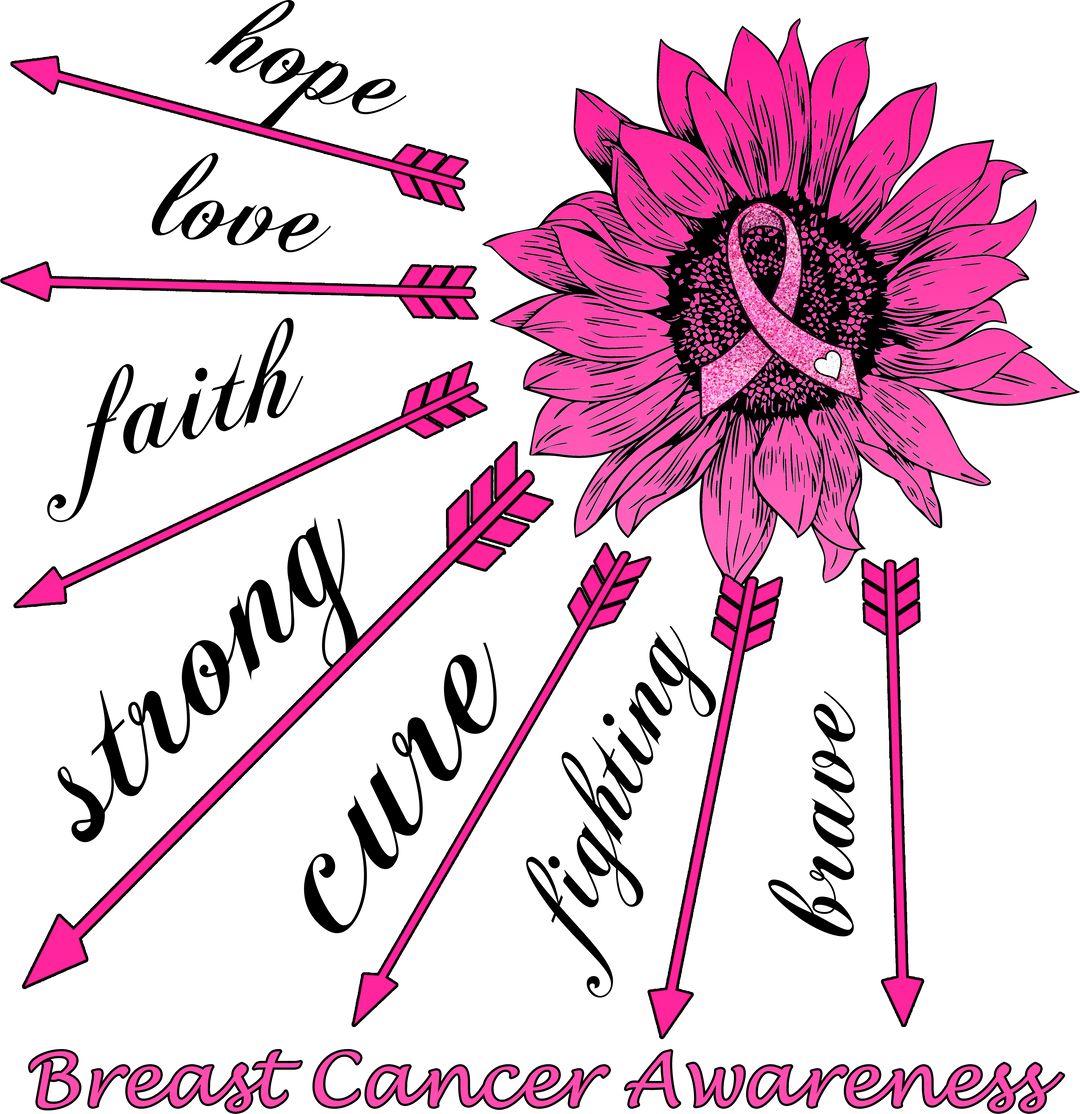 Flower Arrows Breast Cancer Awareness Design - DTF heat transfer - Transfer Kingdom