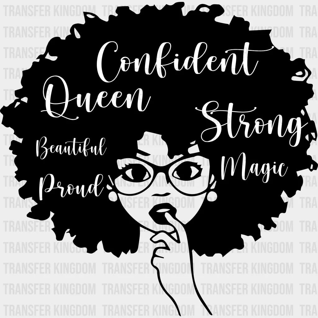 Afro Queen Glasses Black Women Design- Dtf Heat Transfer