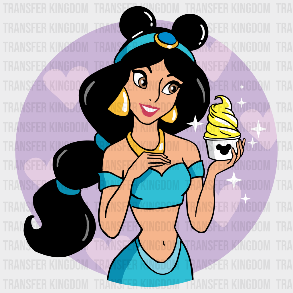 Aladdin Jasmine Disney Snacks Mickey Ears Design - Dtf Heat Transfer Unisex S & M ( 10 )