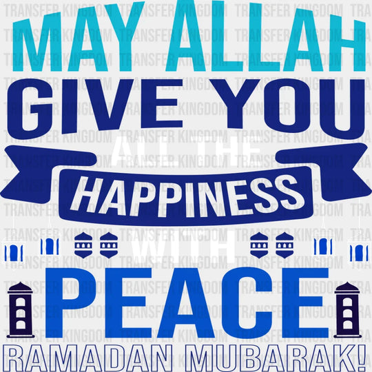 All The Happiness With Peace - Muslim Dtf Transfer Unisex S & M (10’’) / Light Color Design See