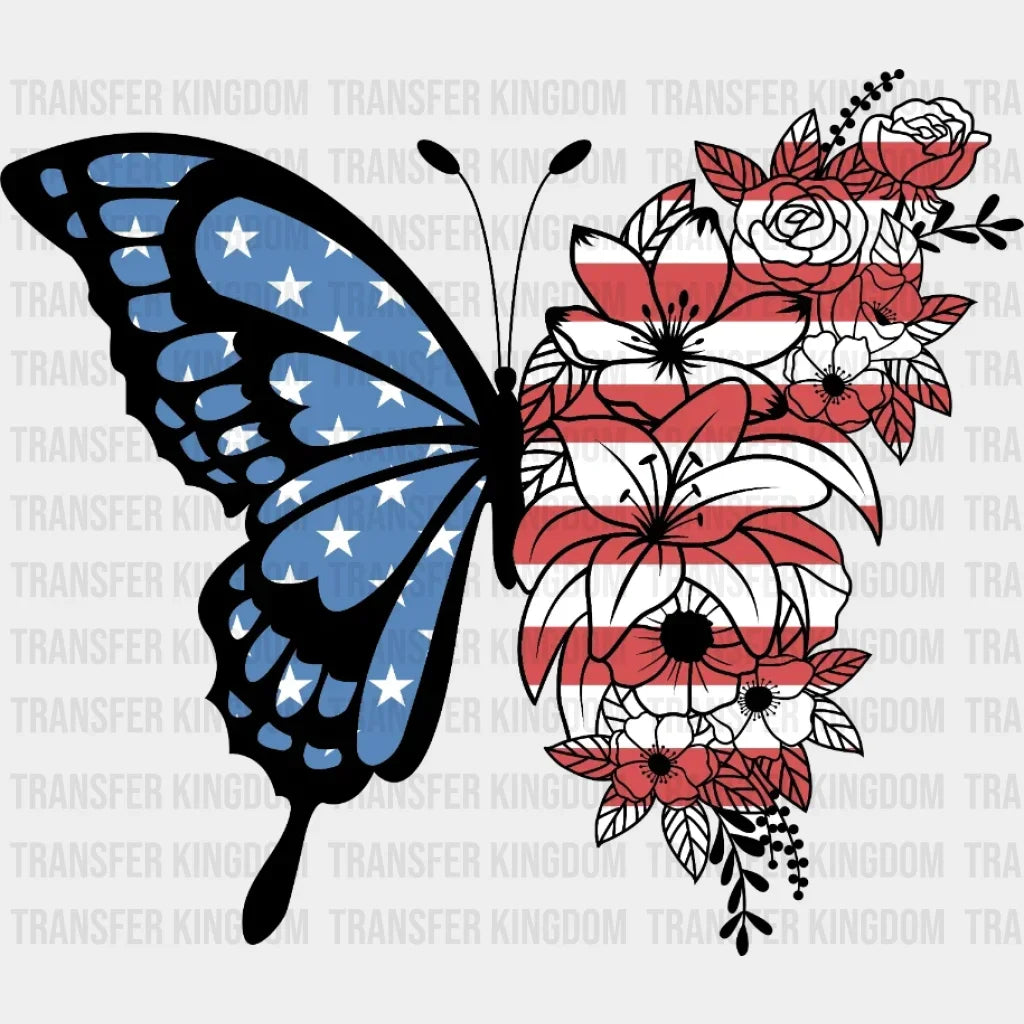 American Flag Butterfly Dtf Transfer