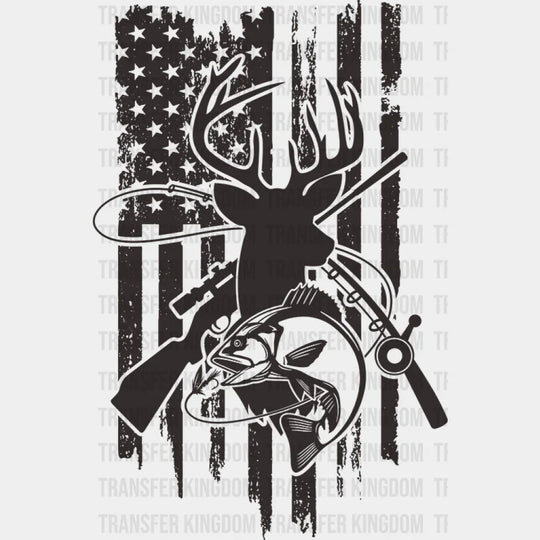 American Flag Reindeer Design - Hunting Dtf Heat Transfer Unisex S & M (10’) / Dark Color See