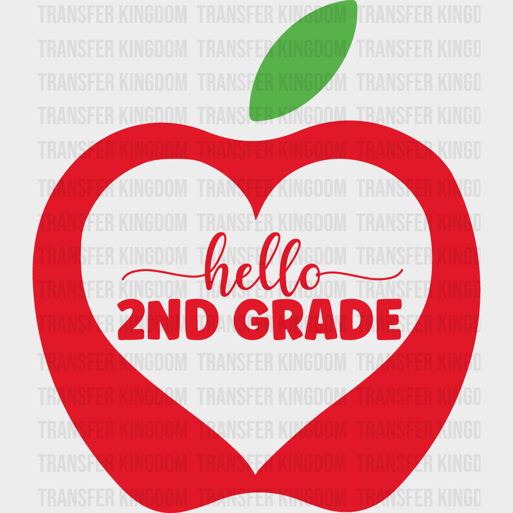 Apple Hello 2nd Grade - Back To School DTF Transfer - Transfer Kingdom
