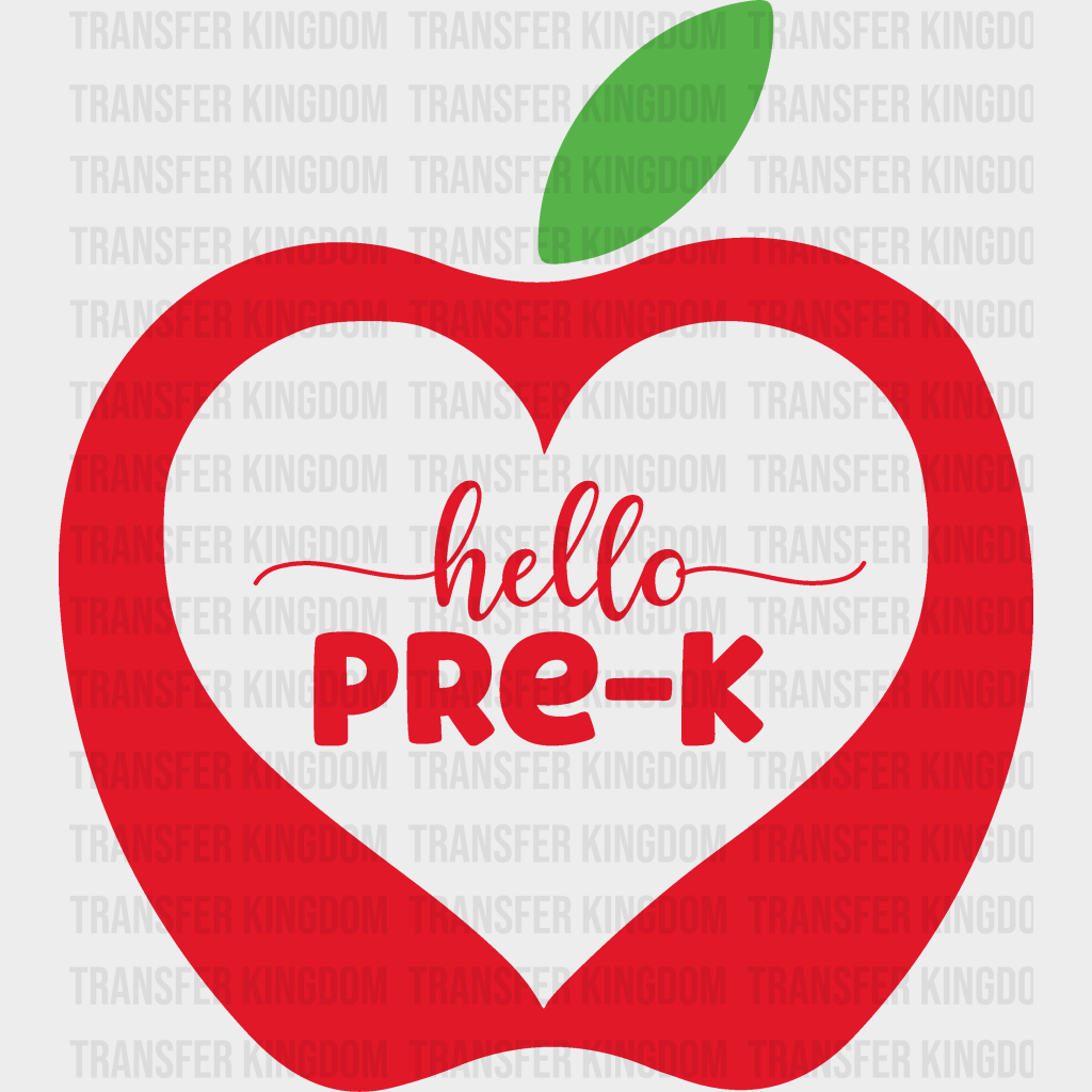 Apple Hello Pre-K - Back To School DTF Transfer - Transfer Kingdom