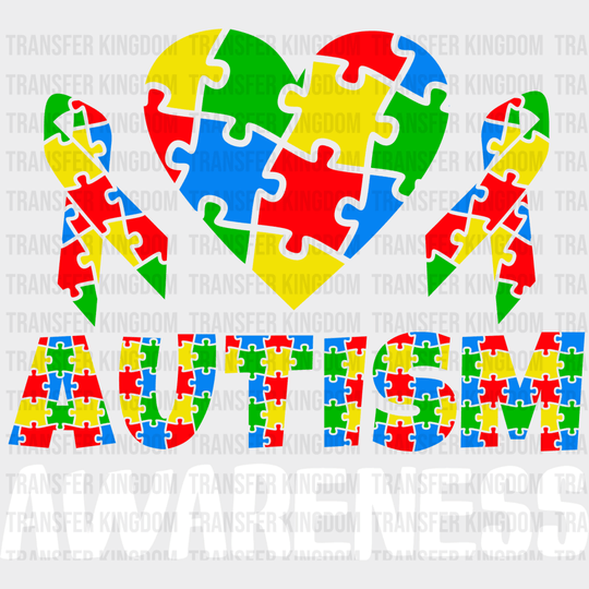 Autism Awareness Heart Design - Dtf Heat Transfer Unisex S & M ( 10 ) / Light Color Design See