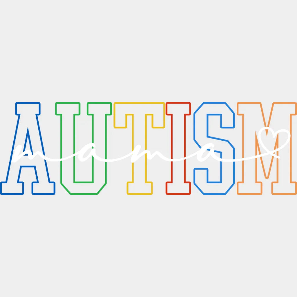 Autism Mama B&W - Autism Awareness DTF Transfer Adult Unisex - S & M (10’’) / Light Color Design (See Imaging)