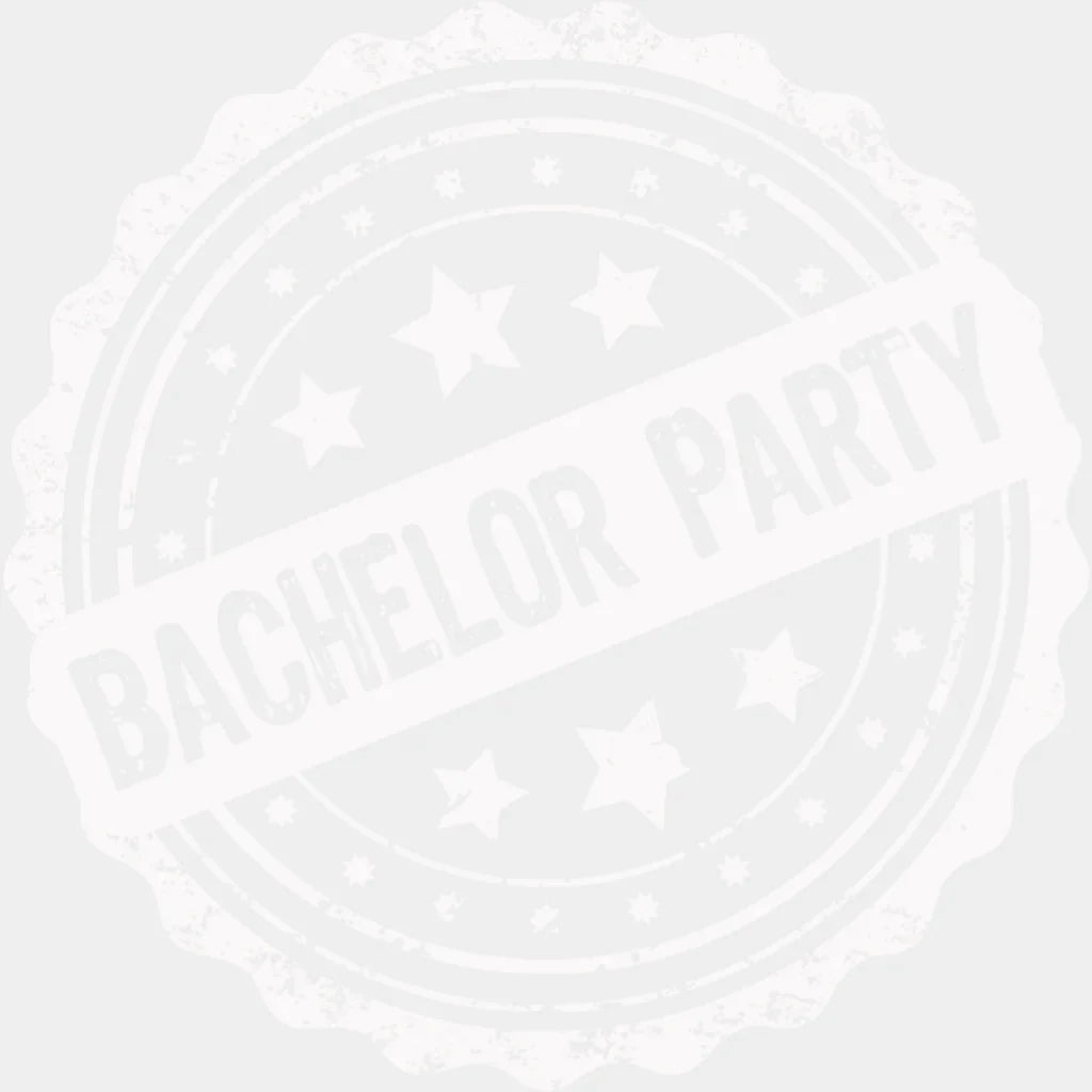 Bachelor Party Circular B&W Design - Bachelor DTF Transfer Unisex - S & M (10’’) Light Color Design (See imaging)