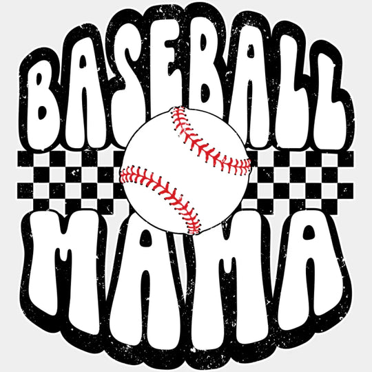 Baseball Mama Checkered - Baseball DTF Transfer Unisex - S & M (10’’) Light Color Design (See Imaging)