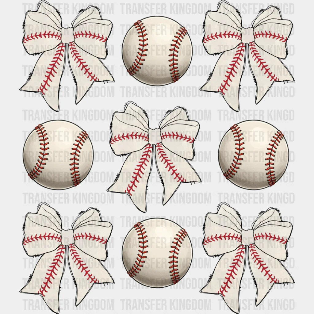 Baseballs And Ribbons - Baseball DTF Transfer