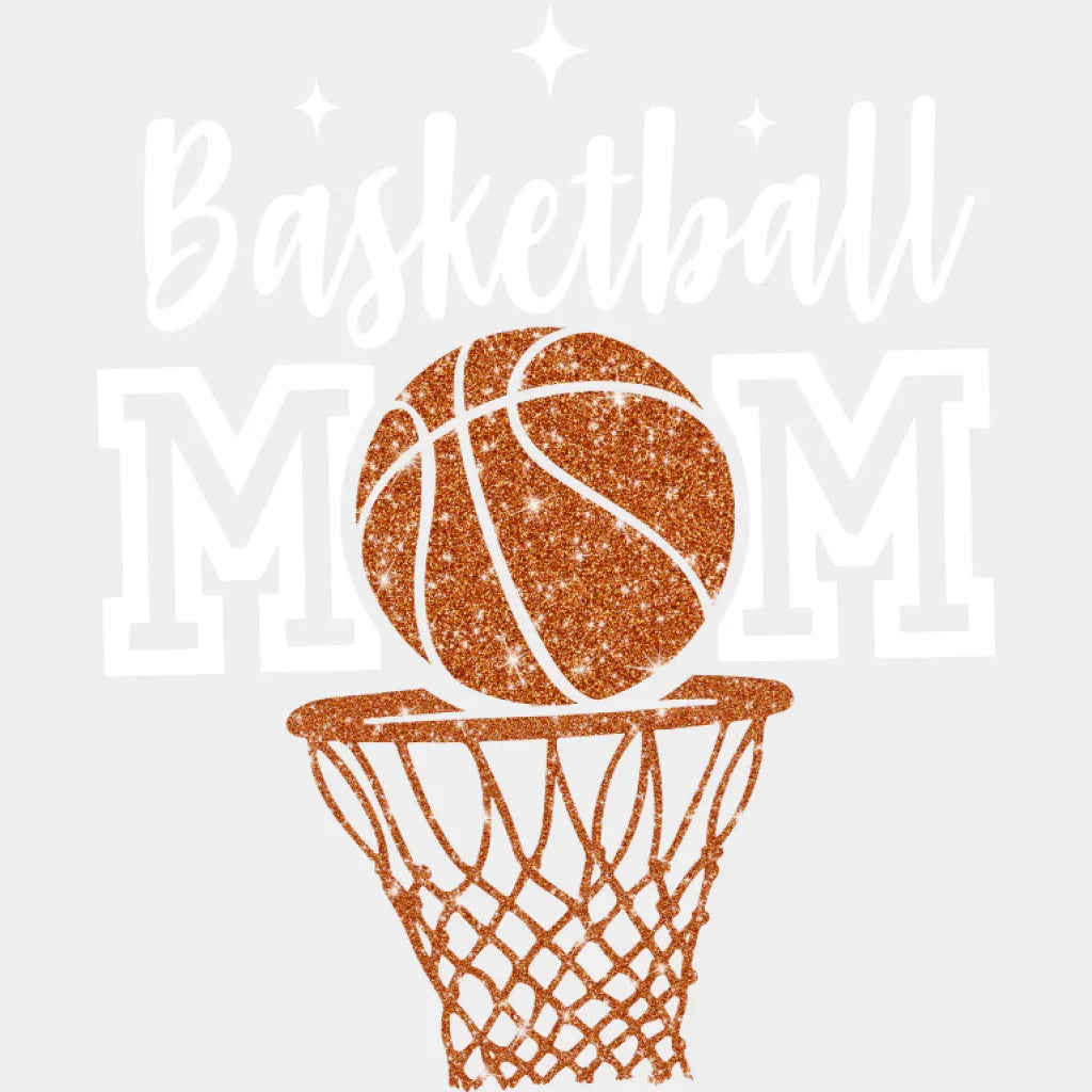 Basketball Mom Hoop Basketball Design - Basketball DTF Transfer Unisex - S & M (10’’) Light Color Design (See Imaging)