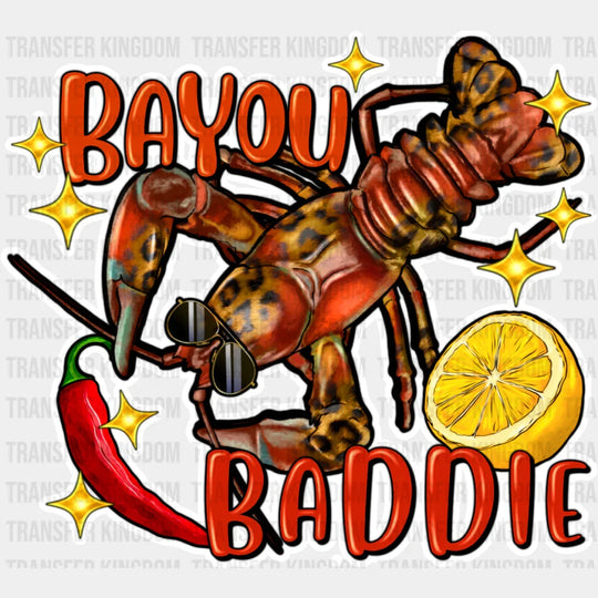 Bayou Baddie Chili And Lemon - Crawfish Dtf Transfer Unisex S & M (10’’) / Light Color Design