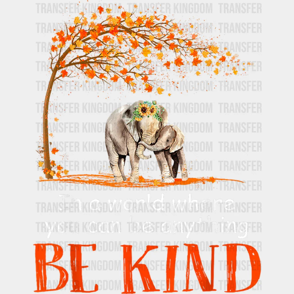 Be Kind Elephant Tree Design - Dtf Transfer Unisex S & M (10’’) / Light Color See Imaging