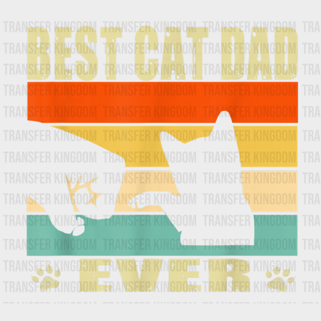 Best Cat Dad Ever Retro Design - DTF heat transfer - Transfer Kingdom