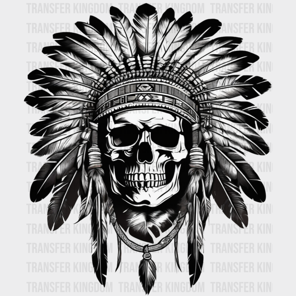 Black And White Halloween Skull Design - Dtf Heat Transfer
