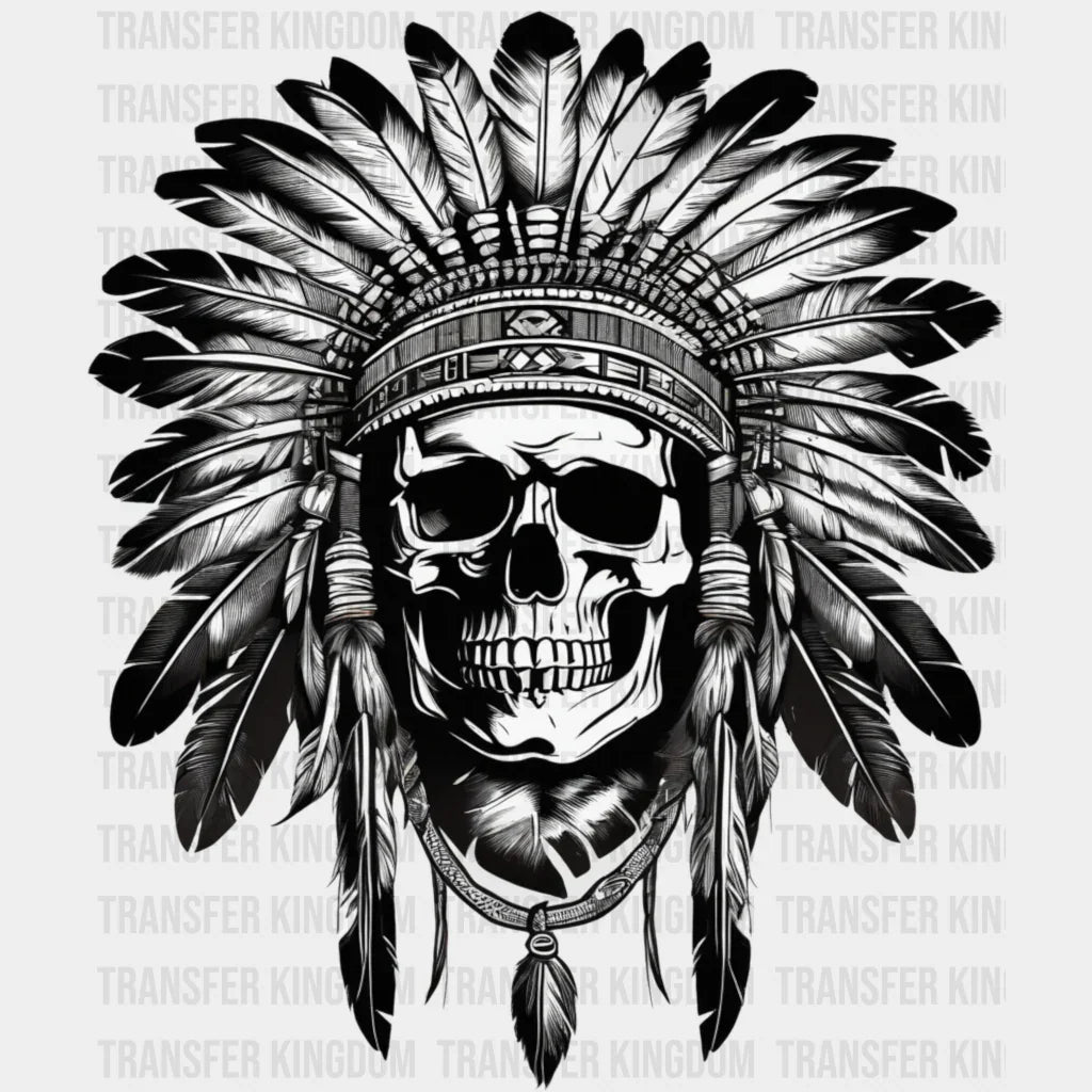 Black And White Halloween Skull Design - Dtf Heat Transfer