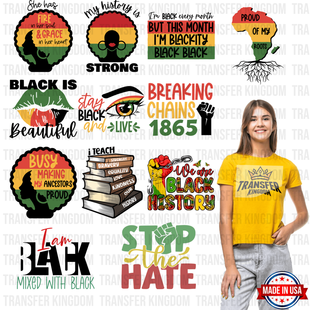 Black History Month-BLM Premade Gang sheet - 12 PCS 10 INCH - Transfer Kingdom