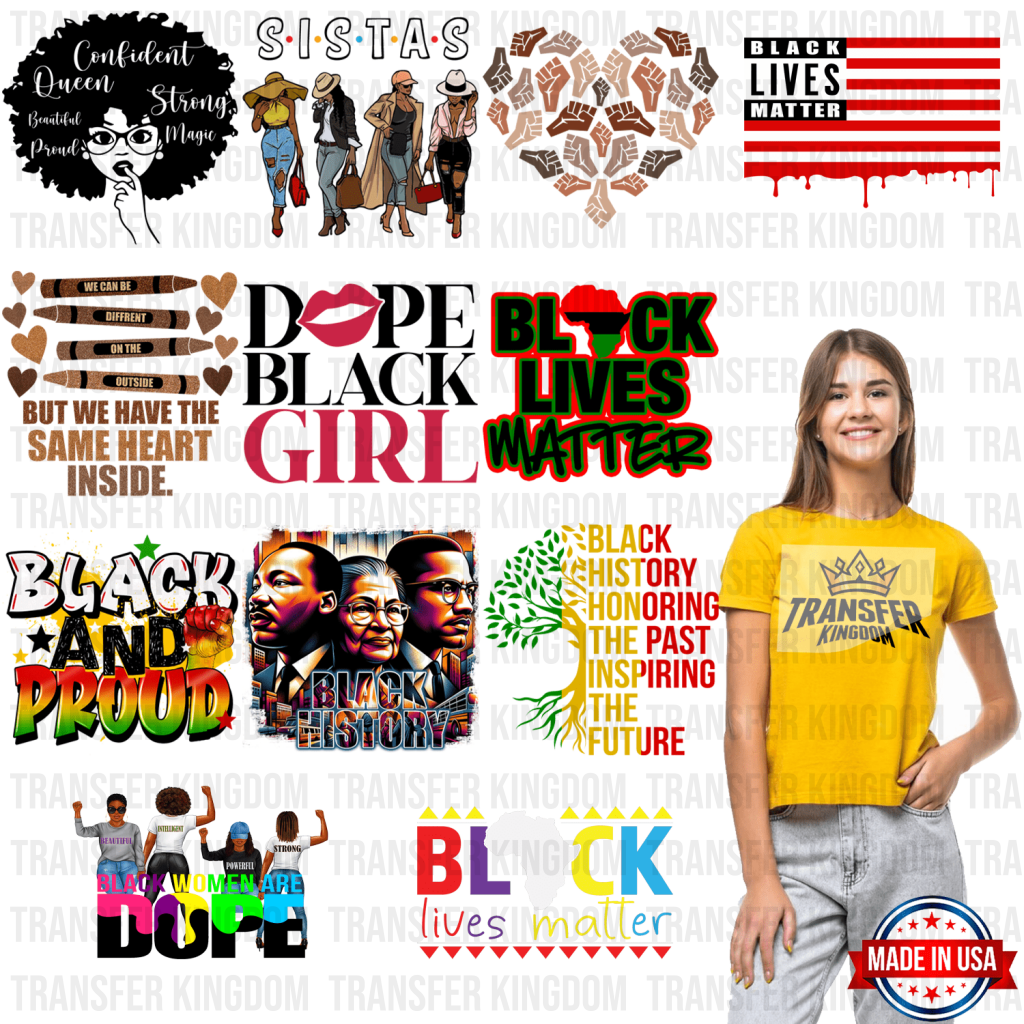 Black History Month-BLM Premade Gang sheet - 12 PCS 10 INCH - Transfer Kingdom