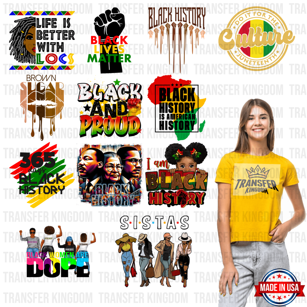 Black History Month-BLM Premade Gang sheet - 12 PCS 10 INCH - Transfer Kingdom