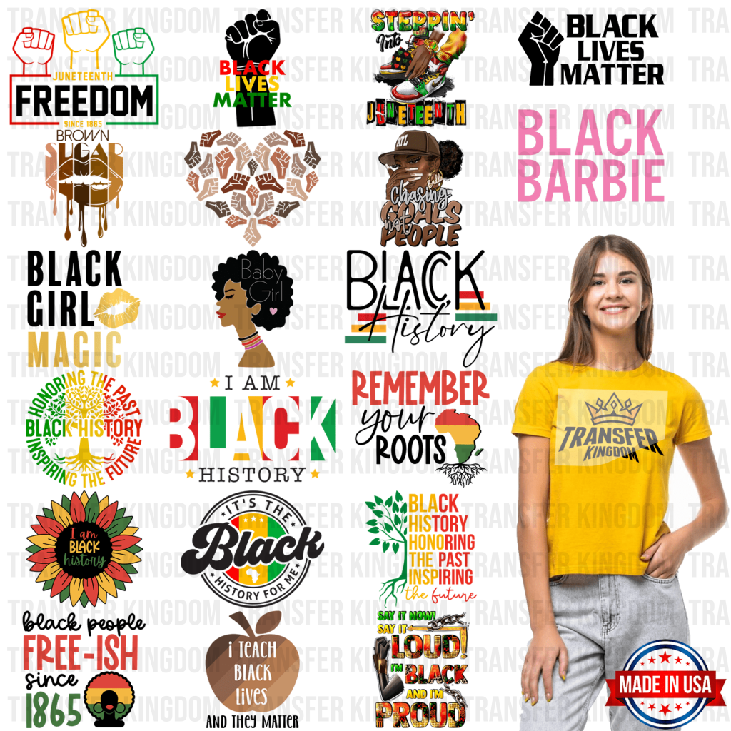 Black History Month-BLM Premade Gang sheet - 20 PCS 10 INCH - Transfer Kingdom