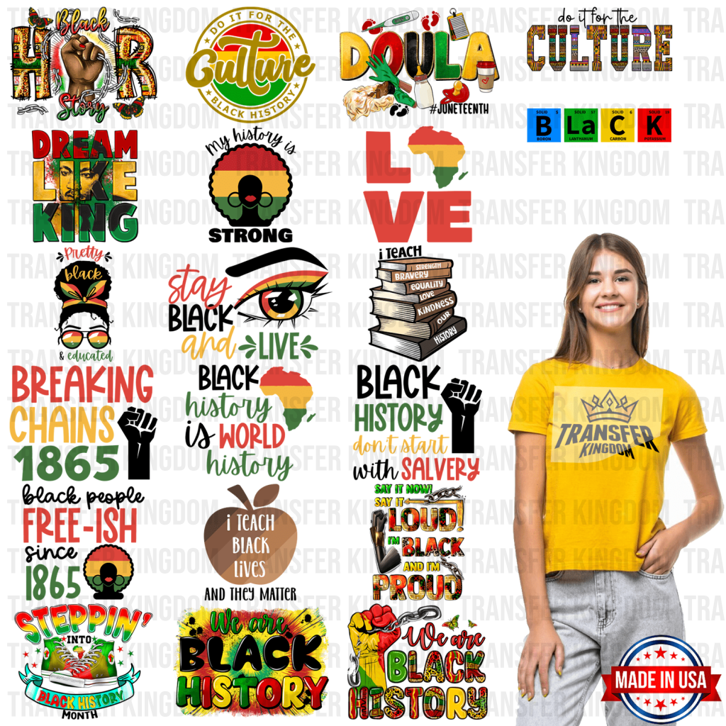 Black History Month-BLM Premade Gang sheet - 20 PCS 10 INCH - Transfer Kingdom