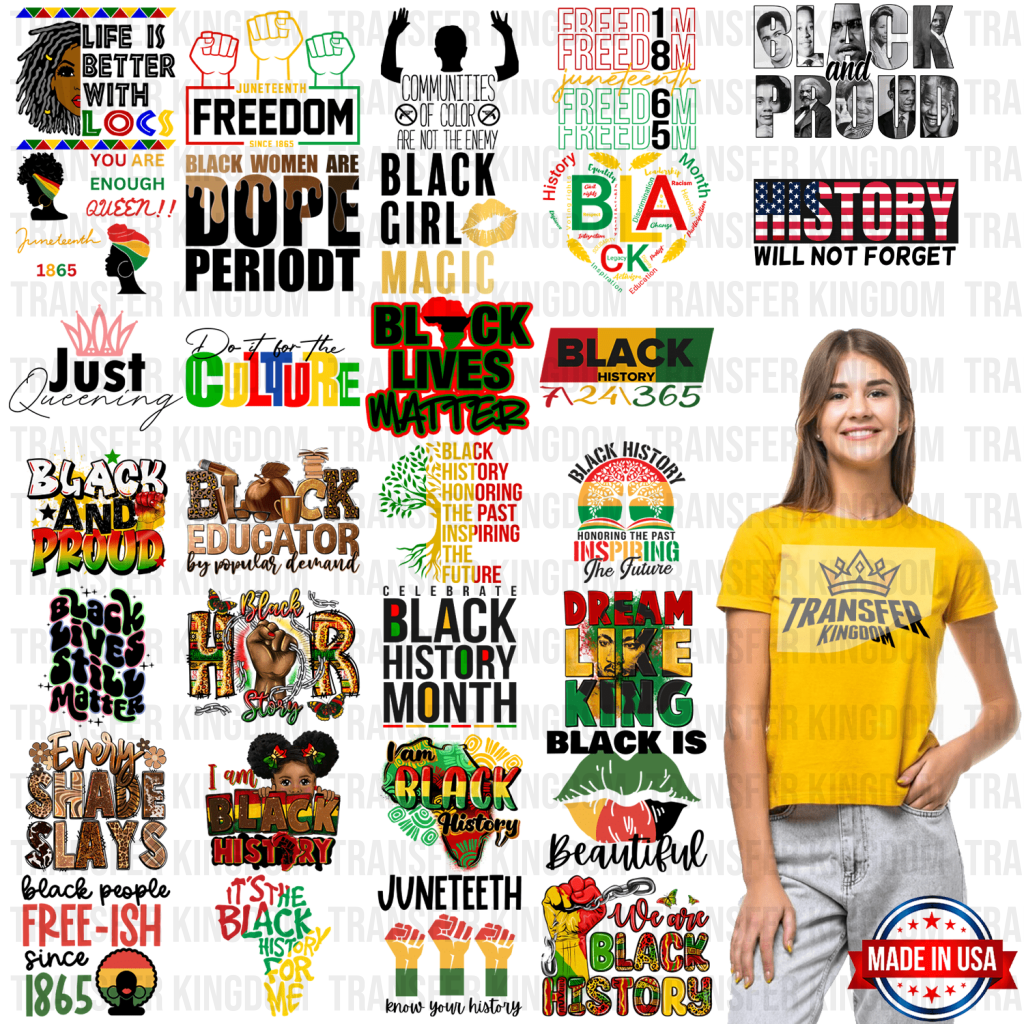 Black History Month-BLM Premade Gang sheet - 30 PCS 10 INCH - Transfer Kingdom