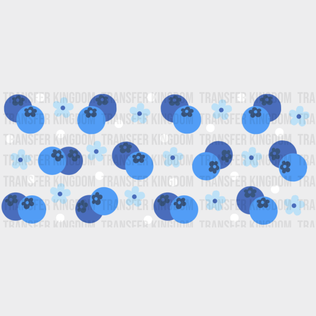 Blueberries And Flowers Uv Dtf Transfer Cup Wrap Sticker