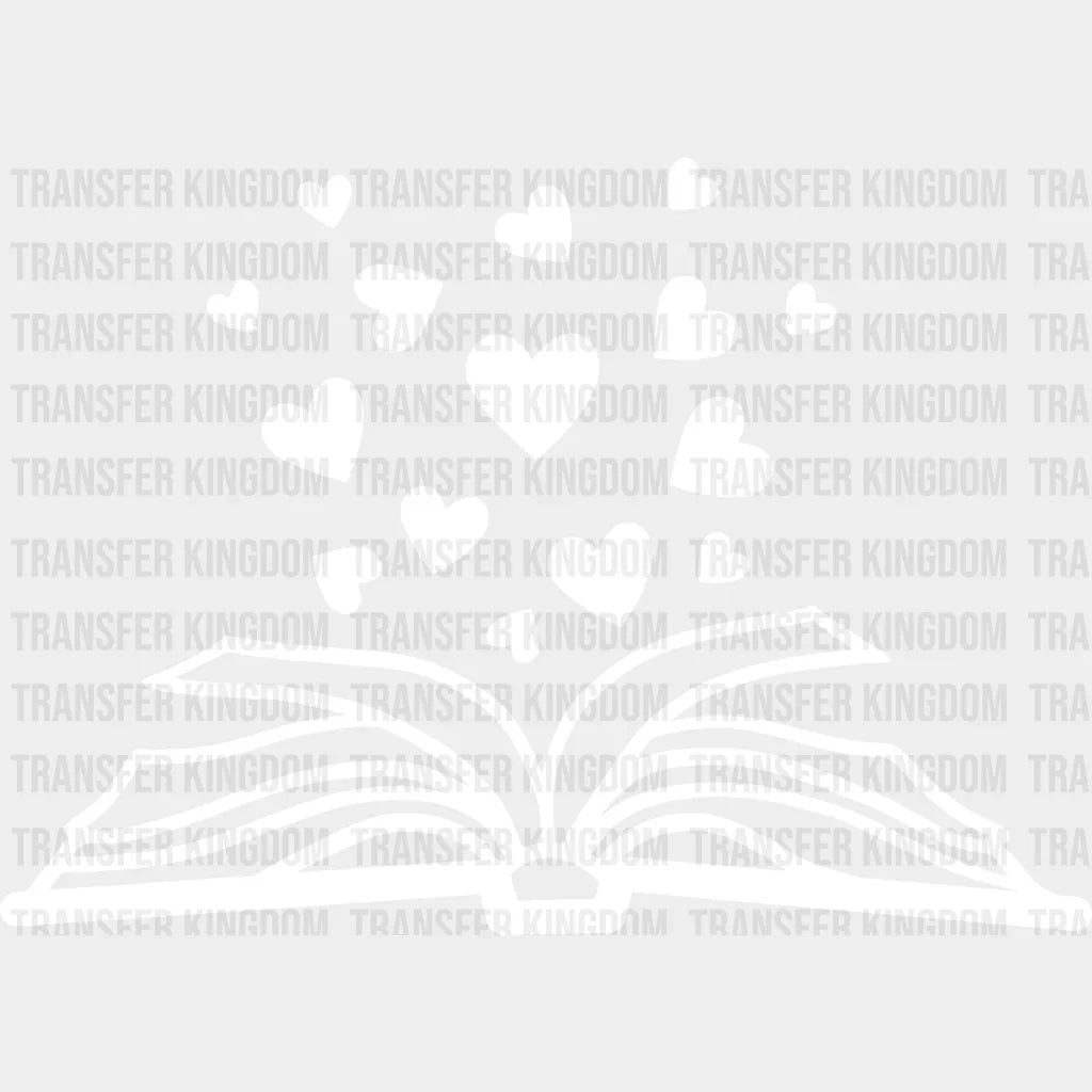 Book Heart Design - Reading Dtf Heat Transfer Unisex S & M (10’’) / Light Color See Imaging