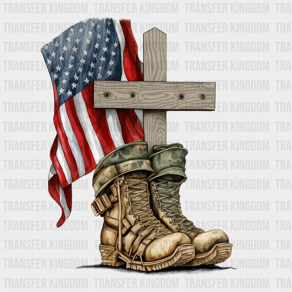 Boots And Cross - Memorial Day DTF Transfer - Transfer Kingdom