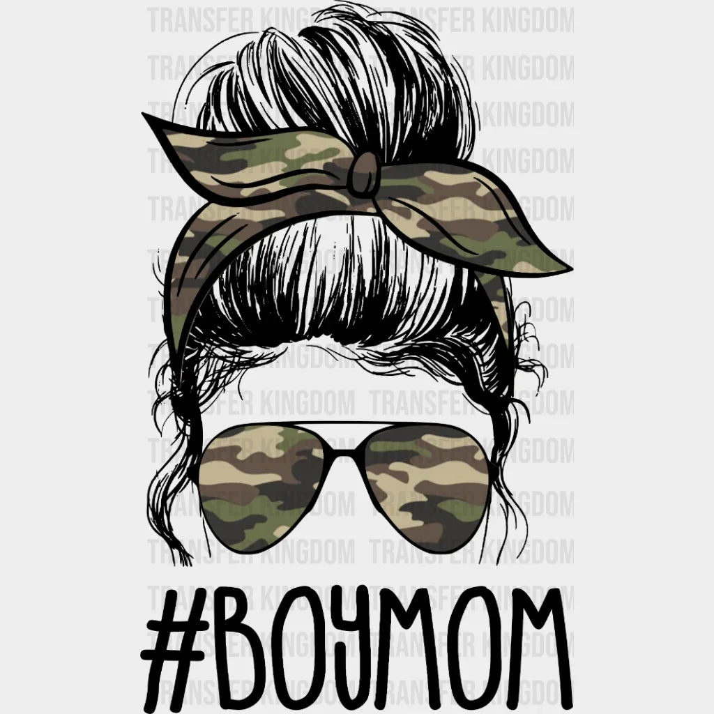 Boy Mom Camouflage Bandana And Sunglasses - Cool Cute Design Dtf Heat Transfer