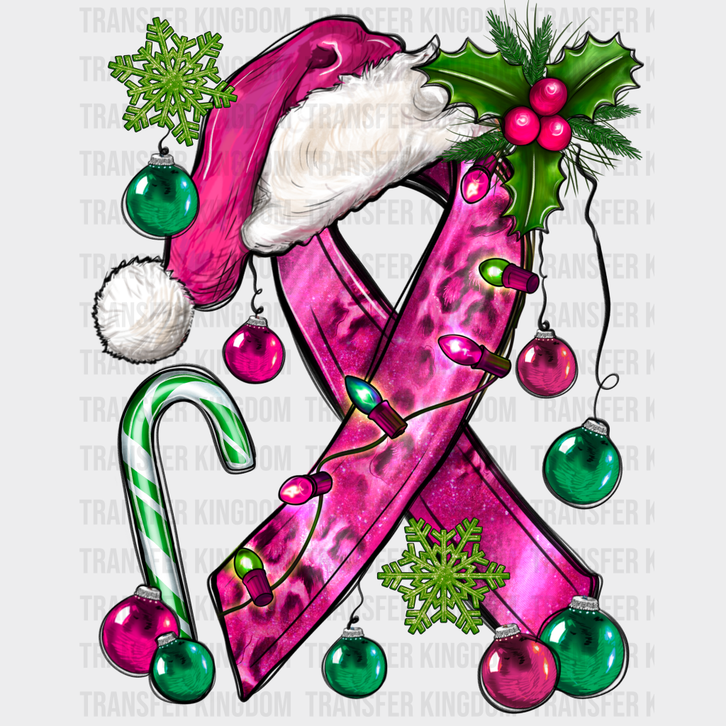 Breast Cancer Christmas Design - Dtf Heat Transfer