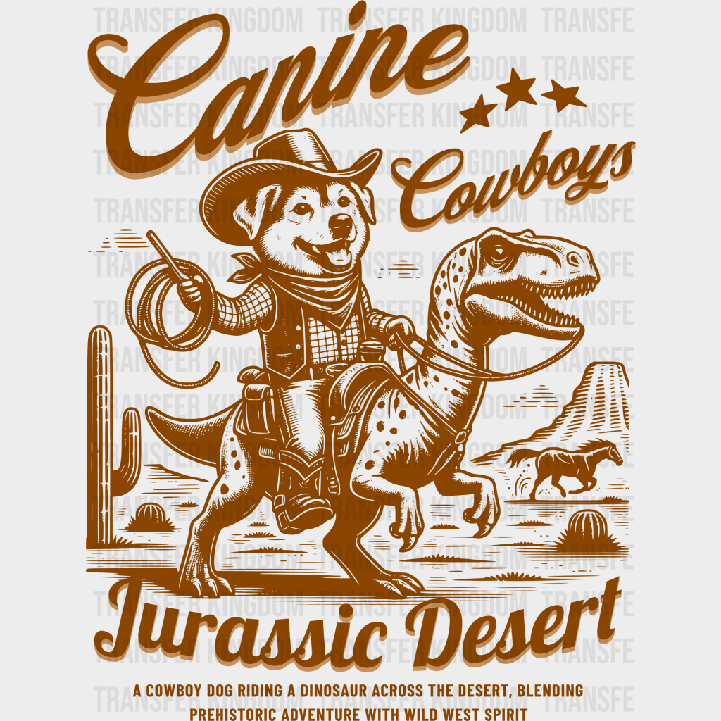 Canine Cowboys Jurassic Desert Design - Rodeo Dtf Transfers