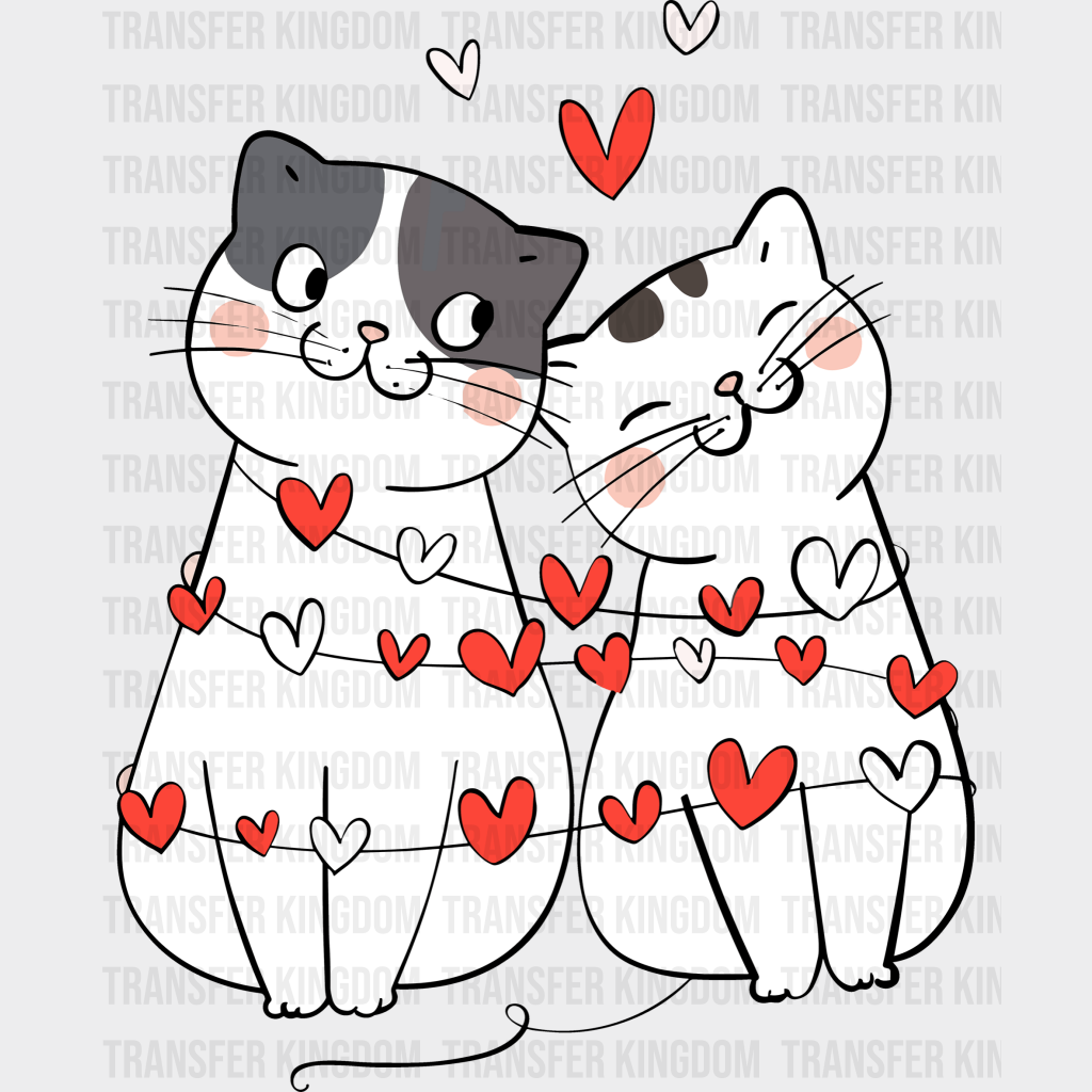 Cat Love Valentines Day Design - Dtf Heat Transfer