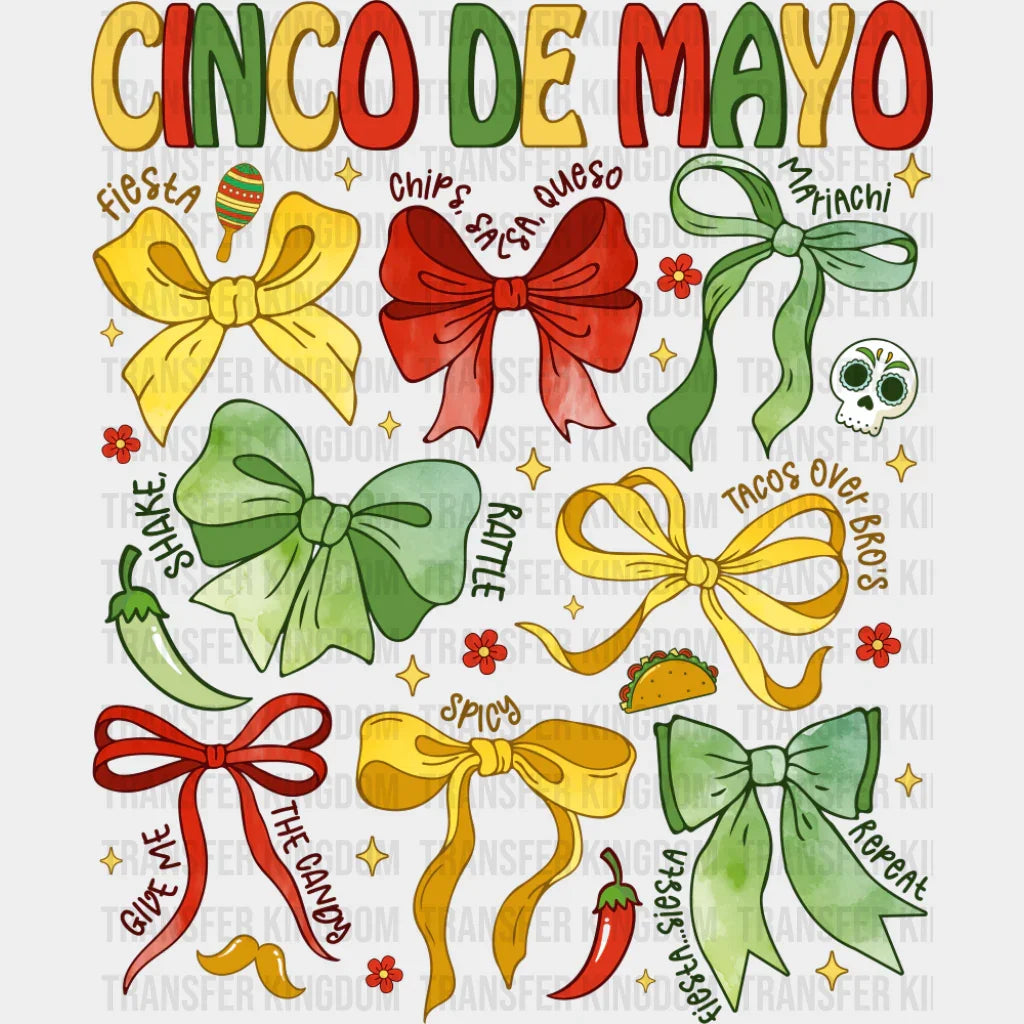 Cinco De Mayo Ribbons - Cinco De Mayo DTF Transfer Adult Unisex - S & M (10’’) / Dark Color Design (See Imaging)