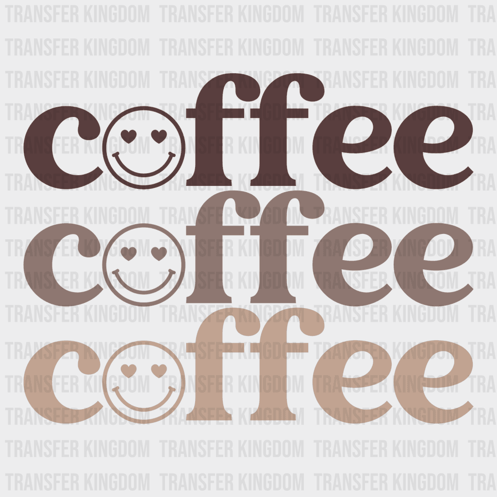 Coffee Smiley Face Design - Dtf Heat Transfer