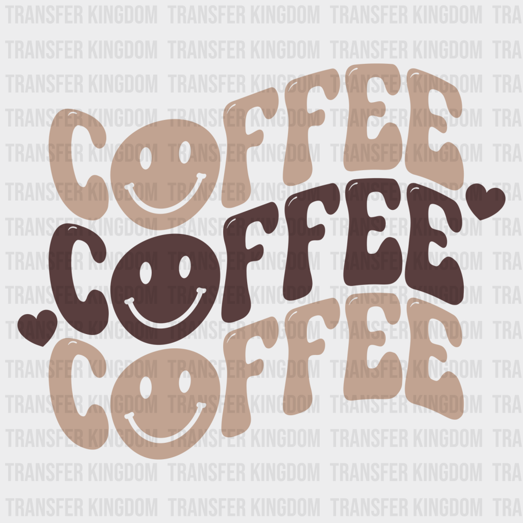 Coffee Smiley Wavy Design - Dtf Heat Transfer