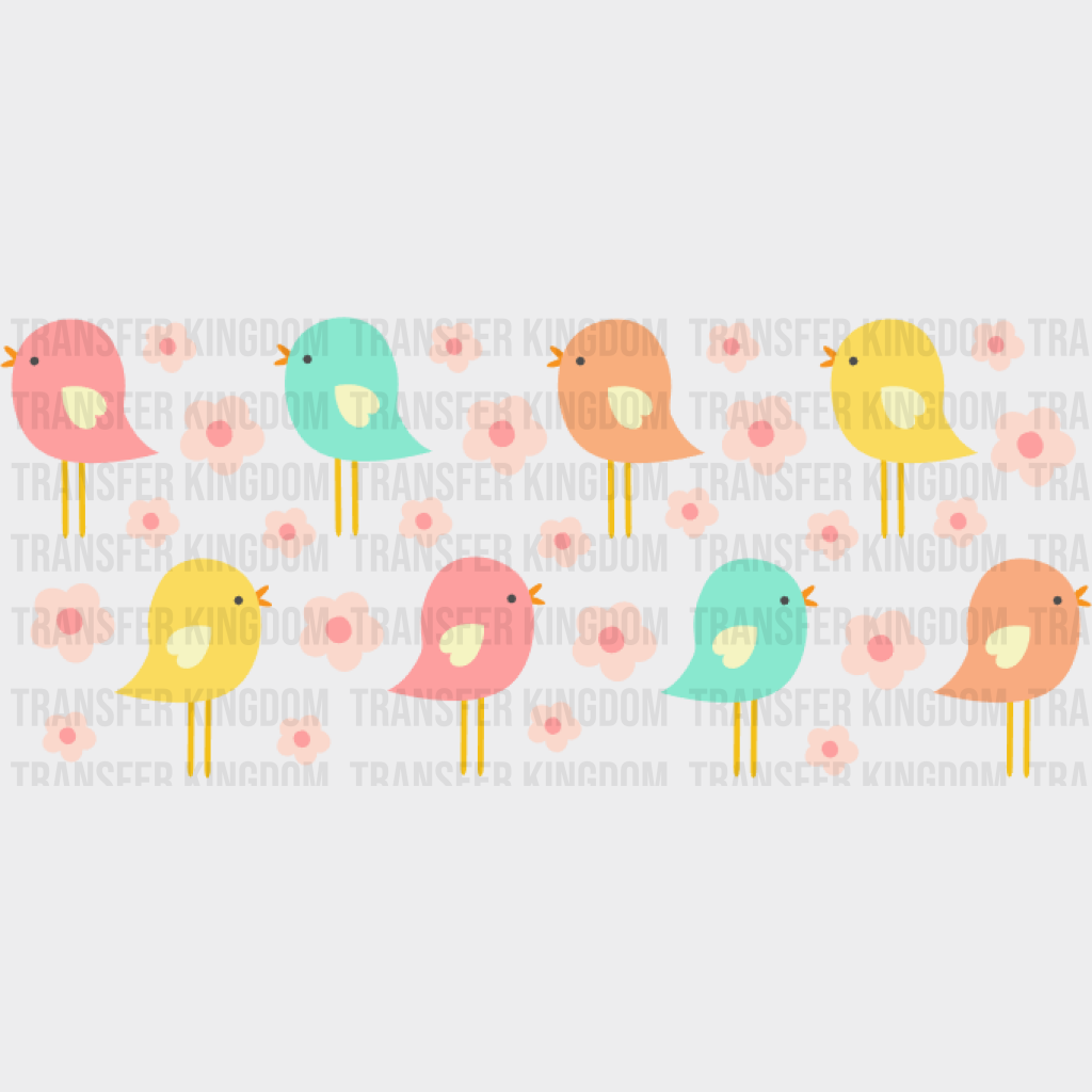 Colorful Birds And Flowers Uv Dtf Sticker