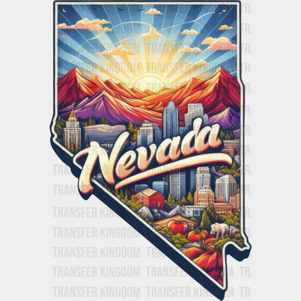 Colorful Nevada State Design - & Cities Dtf Heat Transfer