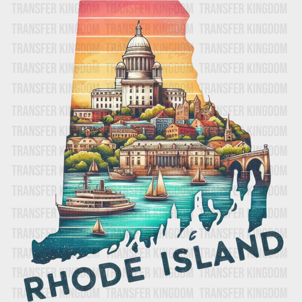 Colorful Rhode Island State Design - & Cities Dtf Heat Transfer