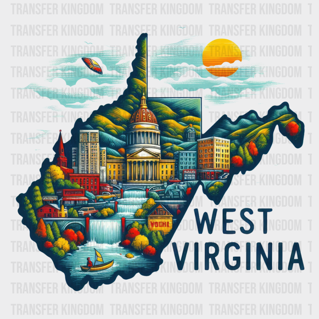 Colorful West Virginia State Design - & Cities Dtf Heat Transfer