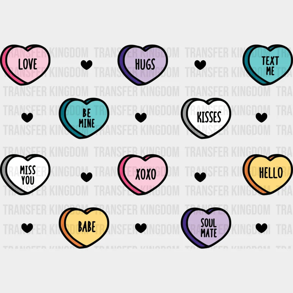 Conversation Candy Hearts Valentines Day Design - Dtf Heat Transfer