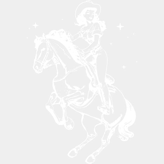 Cool Cowgirl Riding - Cowgirl DTF Transfer Adult Unisex - S & M (10’’) / Light Color Design (See Imaging)