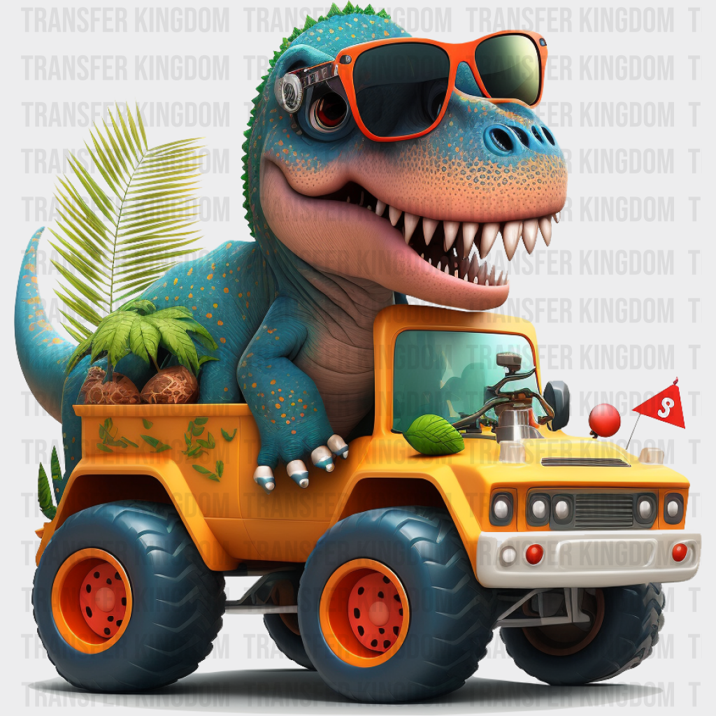 Cool Dinosaur Jeep Design - Dtf Heat Transfer